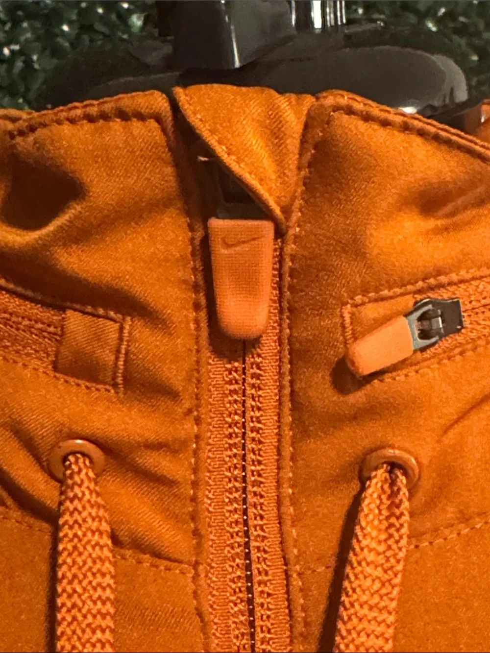 Nike Orange Full-Zip Hooded Jacket with White Sleeve Bands